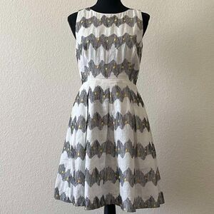 Anthropologie Cory Lynn Calter Dress White Linen Cotton Embroidery Fit Flare 2